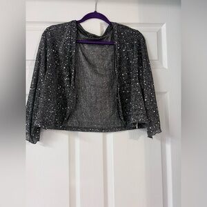 Black Sequin Open-Front Jacket